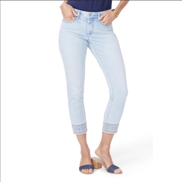 NYDJ - Ami Embroidered Border Ankle Skinny Jeans Size 2 - Picture 1 of 11